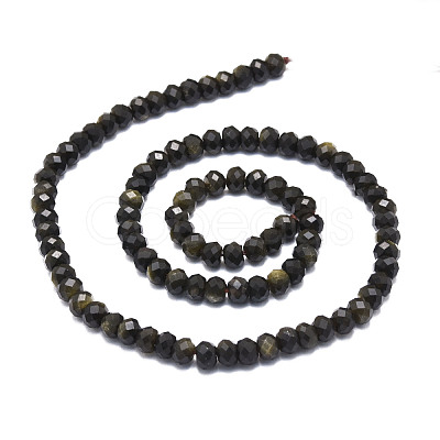 Natural Golden Sheen Obsidian Beads Strands G-E569-I02-1