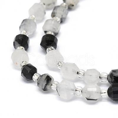 Natural Black Rutilated Quartz Beads Strands G-O201B-11-1