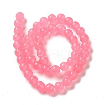 Dyed Natural White Jade Round Bead Strands G-J285-04-1