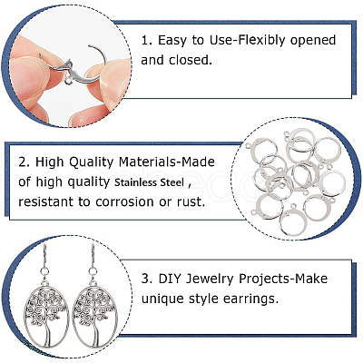 304 Stainless Steel Leverback Earring Findings STAS-SP0001-02B-1