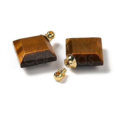 Natural Tiger Eye Perfume Bottle Pendants G-Z039-05G-05-1