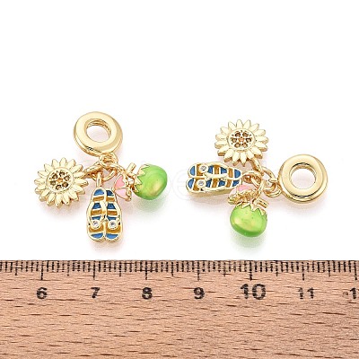 Brass Micro Pave Colorful Cubic Zirconia and Enamel European Dangle Charms KK-T079-80G-1