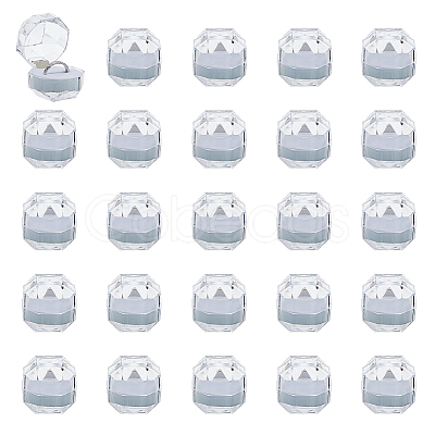 50Pcs Octagonal Transparent Plastic Ring Boxes OBOX-DC0001-02A-1