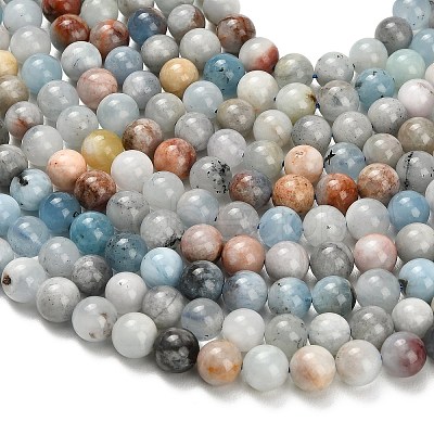 Natural Aquamarine Beads Strands G-F591-29B-8mm-05-1