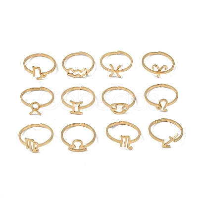 12Pcs 304 Stainless Steel Adjustable Finger Ring RJEW-L115-01G-M-1