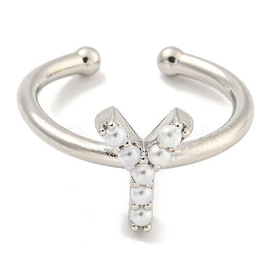 Rack Plating Brass Open Cuff Rings for Women RJEW-F162-01P-Y-1