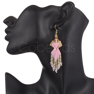 Angel Handmade Glass Seed Beads Dangle Earrings EJEW-MZ00538-1