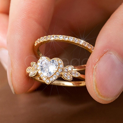 Alloy Micro Pave Cubic Zirconia Finger Rings Sets for Women FS-WGC007F-02-1