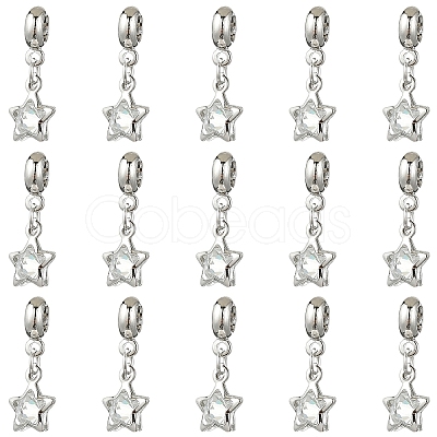 10Pcs Alloy Crystal Rhinestone Star European Dangle Charms MPDL-YW0001-06-1