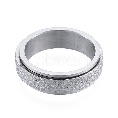 Non-Tarnish 201 Stainless Steel Sand Blast Rotating Finger Ring RJEW-N043-06P-1