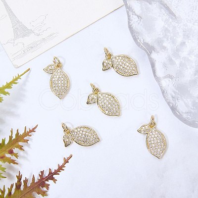 5Pcs Brass Micro Pave Cubic Zirconia Pendants ZIRC-SZ0005-34-1