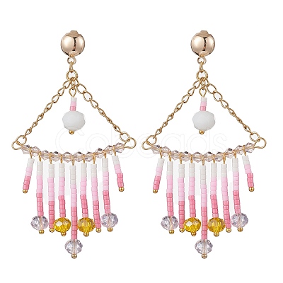 Triangle Glass Chandelier Earrings EJEW-MZ00523-01-1
