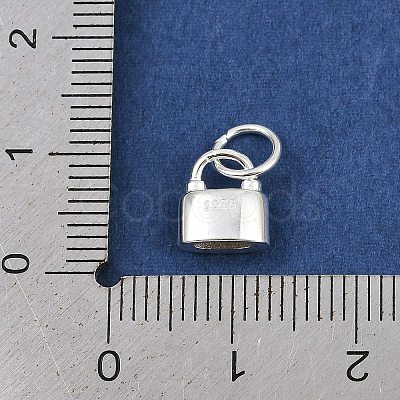 925 Sterling Silver Micro Pave Clear Cubic Zirconia Lock Charms STER-K183-04S-1