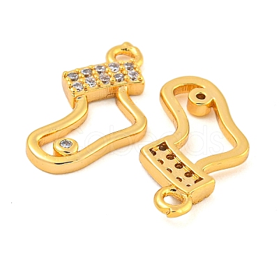 Christmas Theme Brass Clear Cubic Zirconia Pendants KK-N254-30G-1