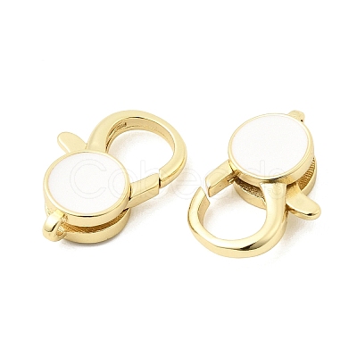Flat Round Brass Enamel Lobster Claw Clasps KK-Z147-02G-01B-1