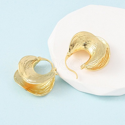 Textured Moon Brass Hoop Earrings EJEW-D346-10G-1