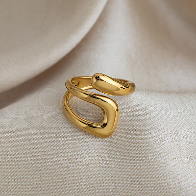 Irregular 304 Stainless Steel Cuff Open Rings for Women TO5152-1