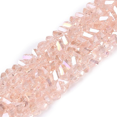 Electroplate Transparent Glass Beads Strands EGLA-Q139-01A-A08-1