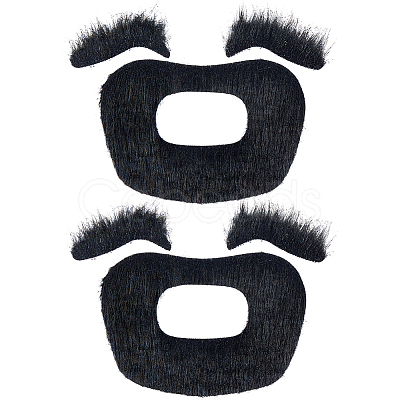 Plush Fiber Self-adhesive Artificial 2 Pairs Eyebrow & 2Pcs Mustaches DIY-GF0011-79-1