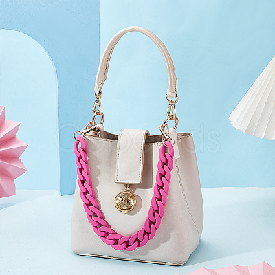 Acrylic Twisted Chain Bag Chains with Alloy Clasps PURS-WH0008-20A-1