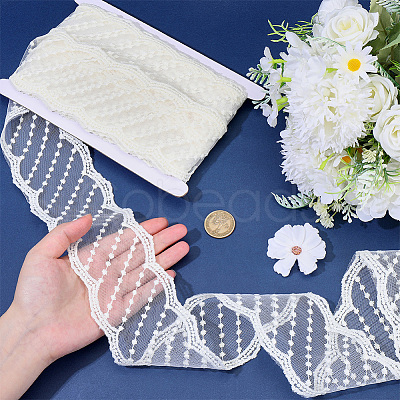 10Yards Polyester Embroidery Mesh Flower Lace Ribbon OCOR-GF0005-41A-1