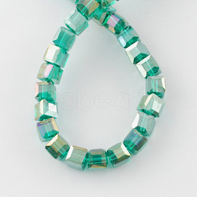 Electroplate Glass Beads Strands X-EGLA-R030-8x8mm-11-1