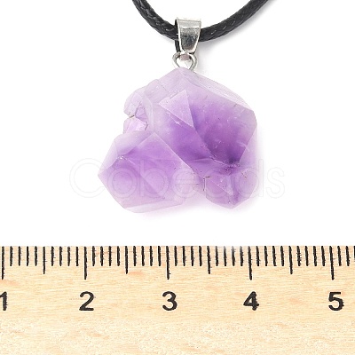 Natural Amethyst Pendant Necklaces X-NJEW-E146-01-1