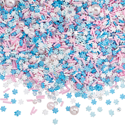 Snowflake Theme Handmade Polymer Clay Sprinkles Mix CLAY-SC0001-96-1