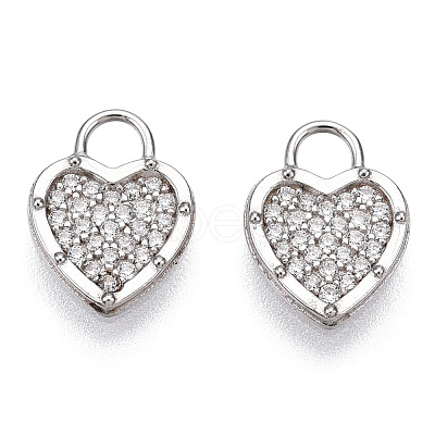 Rhodium Plated 925 Sterling Silver Micro Pave Cubic Zirconia Charms STER-T004-66P-1