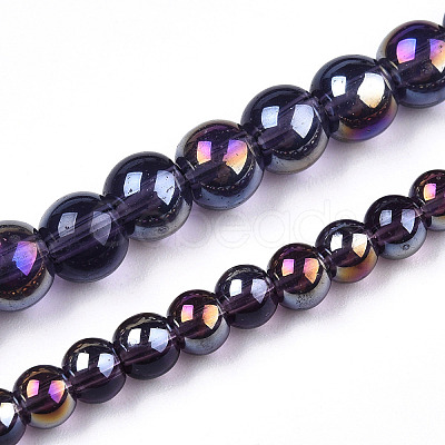 Electroplate Transparent Glass Beads Strands GLAA-T032-T6mm-AB03-1
