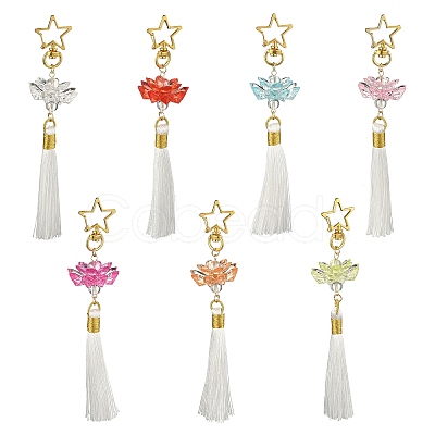 Lotus Acrylic & Alloy Pendant Decorations HJEW-JM03432-1