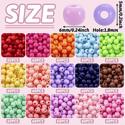 15 Colors Opaque Acrylic Beads MACR-TA0001-69-1