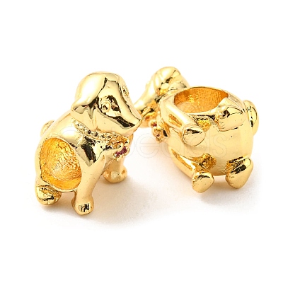 Rack Plating Brass Micro Pave Cubic Zirconia European Beads KK-M247-04G-1
