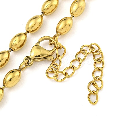 PVD Vacuum Plating 304 Stainless Steel Oval Link Chain Necklaces NJEW-P315-04G-1