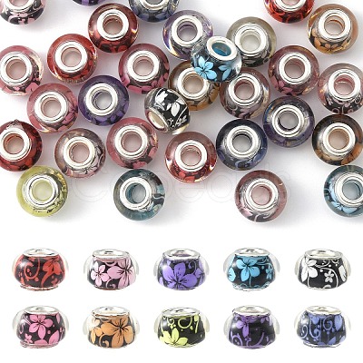 30Pcs Large Hole Flower Pattern Resin European Beads OPDL-YW0001-08-1