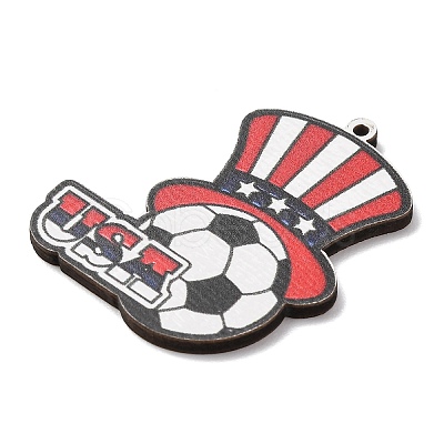 American Football Themed Printed Wooden Pendants WOOD-B012-02B-1