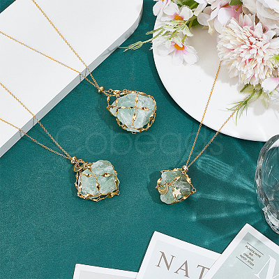 3Pcs Brass Cable Chains Macrame Pouch Necklaces NJEW-WR00006-1