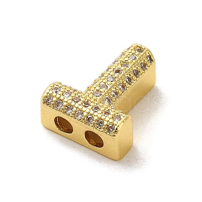 Brass Micro Pave Clear Cubic Zirconia Charms ZIRC-C009-01G-T-1