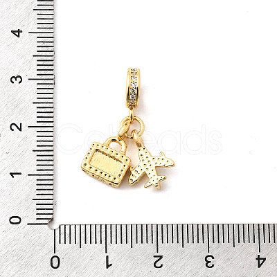 Brass Deep Sky Blue Enamel European Dangle Charms KK-F904-23G-1
