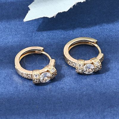 Brass Micro Pave Cubic Zirconia Hoop Earrings KK-CBAD29A-05G-1