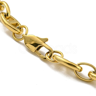 Ion Plating(IP) 304 Stainless Steel Oval Link Chain Bracelets BJEW-D030-11B-G-1