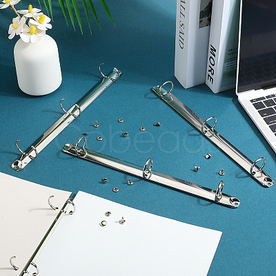 Iron Notebook 3-Ring Loose Leaf Book Binder Hinged Clamp FIND-WH20007-15B-P-1