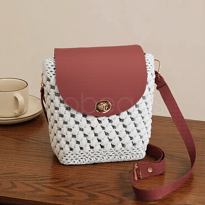 1 Bag Handmade PU Leather Crochet Shoulder Bag Accessories Kits DIY-CL0001-04C-1