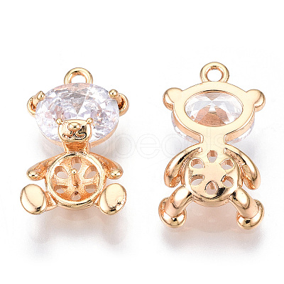 Brass Micro Pave Clear Cubic Zirconia Peg Bails Pendants KK-N216-399-1