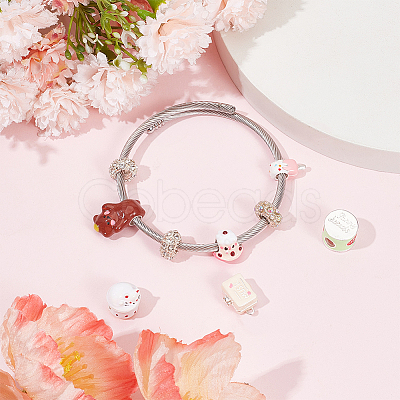 6Pcs 6 Style Brass Enamel European Beads KK-SC0004-41-1
