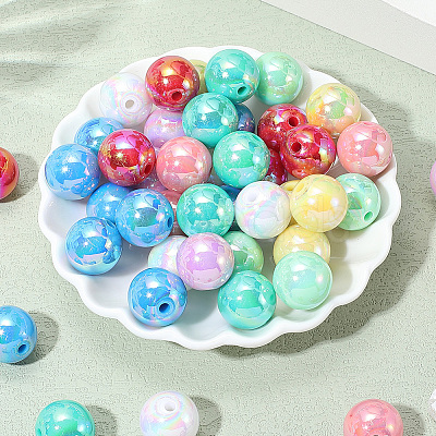 120Pcs 8 Colors Opaque Acrylic Beads MACR-PA0001-12-1