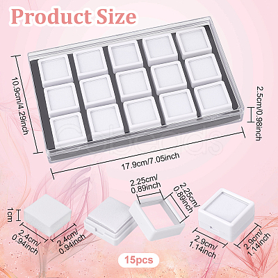 15Pcs Mini Square Acrylic Glass Window Boxes Sets CON-WH0088-43B-1