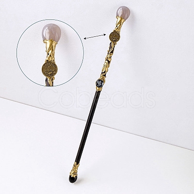 Natural Cherry Blossom Agate Twelve Constellation Magic Wand PW-WG31255-10-1