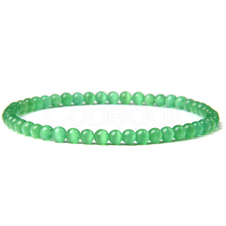 4mm Round Natural Dyed & Heated Green Onyx Agate Beads Bracelet for Men LS-KG3069-25-1