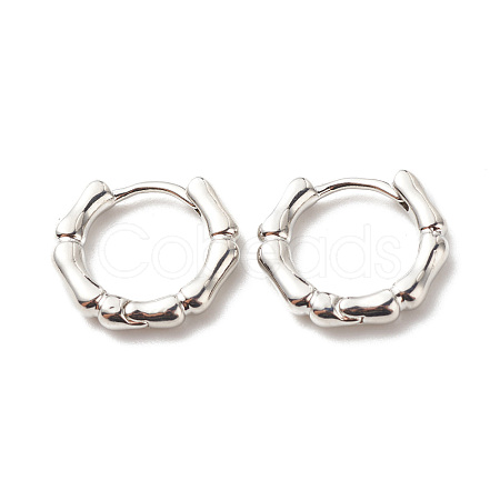 Brass Bamboo Shape Hoop Earrings for Women EJEW-G306-04P-1
